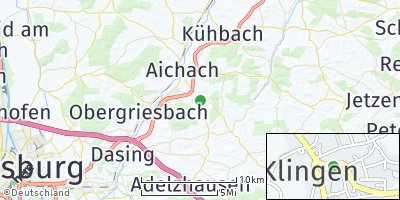 Google Map of Klingen bei Aichach