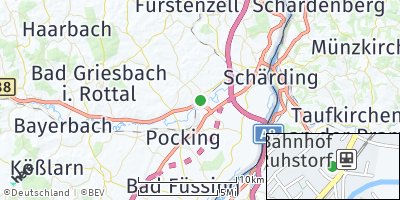Google Map of Ruhstorf an der Rott