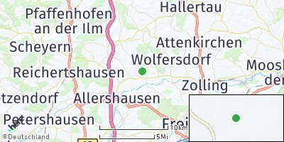 Google Map of Kirchdorf an der Amper