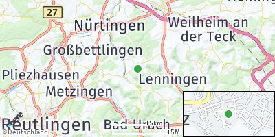 Google Map of Beuren bei Nürtingen
