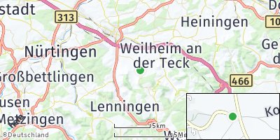 Google Map of Bissingen an der Teck