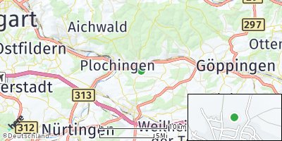 Google Map of Hochdorf bei Plochingen