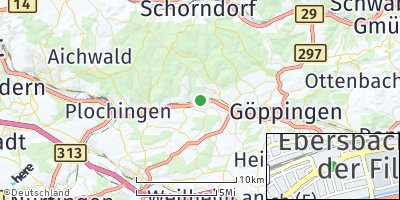 Google Map of Ebersbach an der Fils