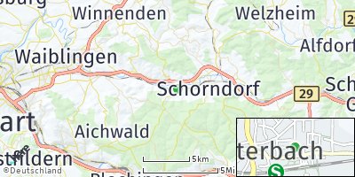 Google Map of Winterbach bei Schorndorf