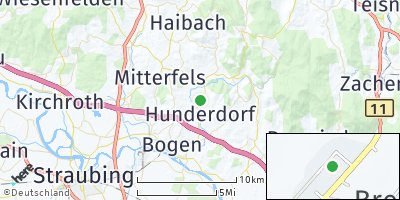 Google Map of Hunderdorf bei Bogen