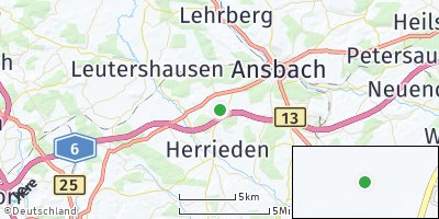 Google Map of Mittelbach bei Ansbach