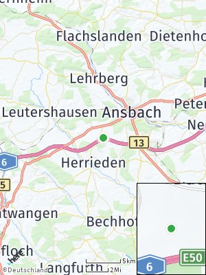 Here Map of Dautenwinden bei Ansbach