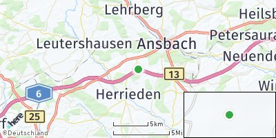 Google Map of Dautenwinden bei Ansbach