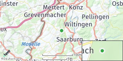 Google Map of Mannebach bei Saarburg
