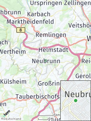 Here Map of Neubrunn bei Würzburg