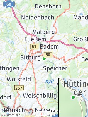 Here Map of Hüttingen an der Kyll
