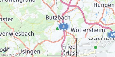 Google Map of Ostheim bei Butzbach