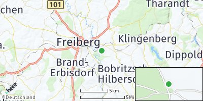 Google Map of Hilbersdorf bei Freiberg