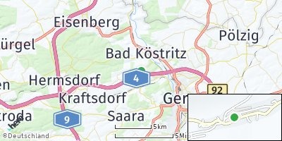 Google Map of Hartmannsdorf bei Gera