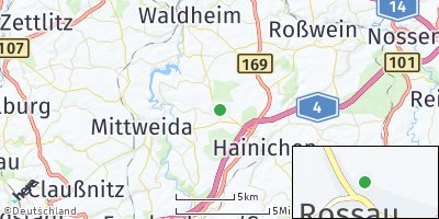 Google Map of Rossau bei Mittweida