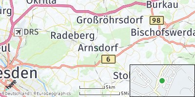 Google Map of Arnsdorf bei Dresden