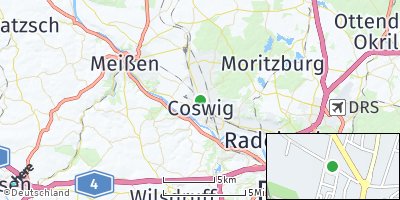 Google Map of Coswig bei Dresden