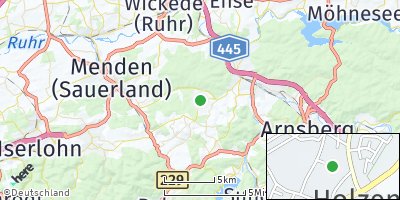 Google Map of Holzen bei Neheim-Hüsten
