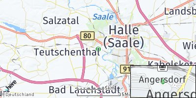 Google Map of Angersdorf bei Halle