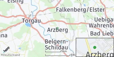 Google Map of Arzberg bei Torgau