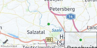 Google Map of Brachwitz bei Halle