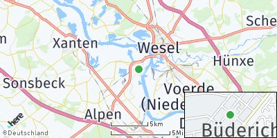 Google Map of Büderich bei Wesel