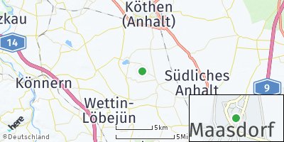 Google Map of Maasdorf bei Köthen