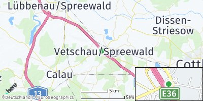 Google Map of Vetschau / Spreewald
