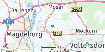 Google Map of Woltersdorf bei Magdeburg