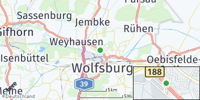 Google Map of Kästorf bei Wolfsburg