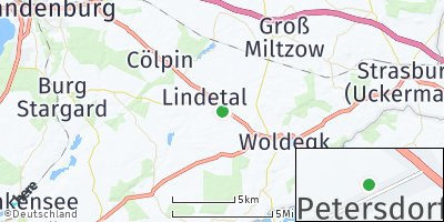 Google Map of Petersdorf bei Strasburg