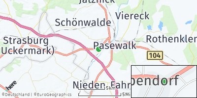 Google Map of Papendorf bei Pasewalk