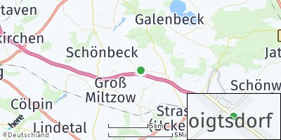 Google Map of Voigtsdorf bei Strasburg