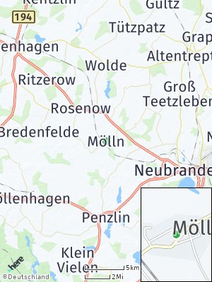Here Map of Mölln bei Altentreptow