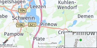 Google Map of Pinnow bei Schwerin