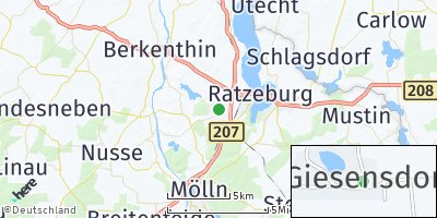 Google Map of Giesensdorf bei Ratzeburg