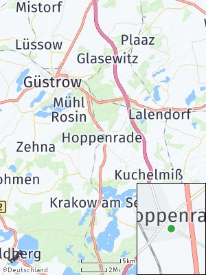 Here Map of Hoppenrade bei Güstrow