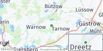 Google Map of Dreetz bei Bützow