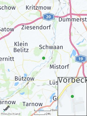 Here Map of Vorbeck bei Bützow