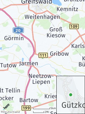 Here Map of Gützkow bei Greifswald
