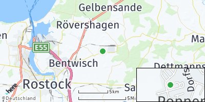 Google Map of Poppendorf bei Rostock