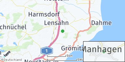 Google Map of Manhagen bei Lensahn