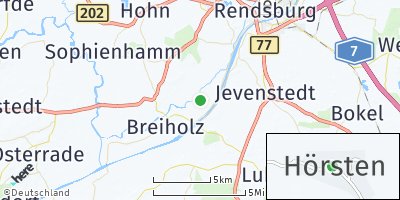 Google Map of Hörsten bei Rendsburg
