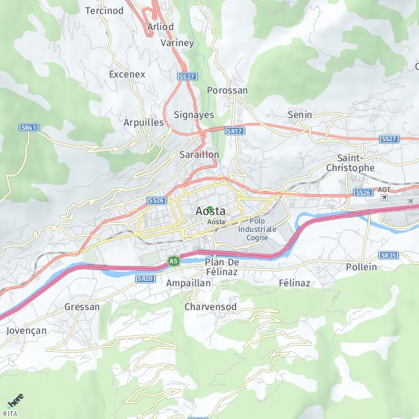 HERE Map of Aosta, Italia