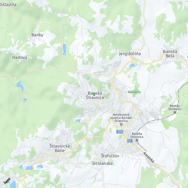 HERE Map of Banská Štiavnica, Slovensko