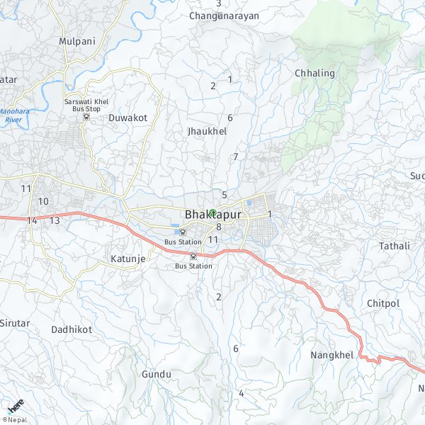 HERE Map of Bhaktapur, Nepal