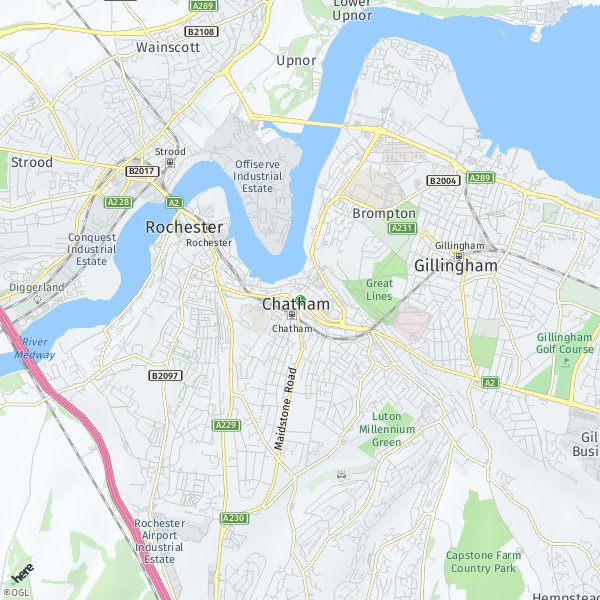 HERE Map of Chatham, UK