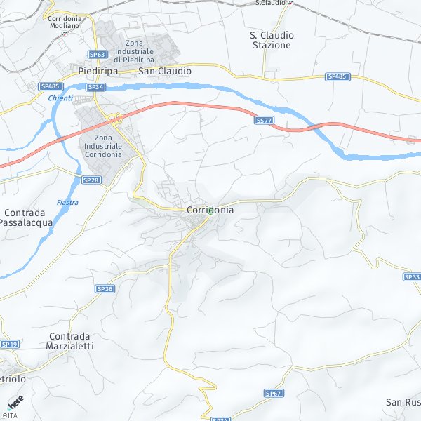HERE Map of Corridonia, Italia