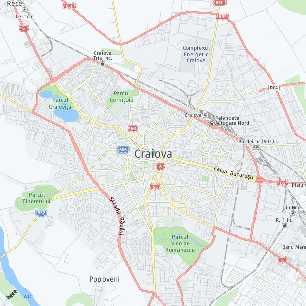 HERE Map of Craiova, Romania