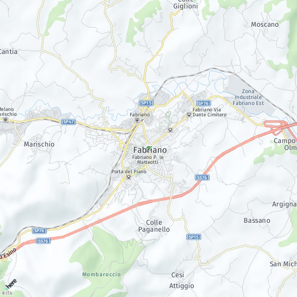 HERE Map of Fabriano, Italia
